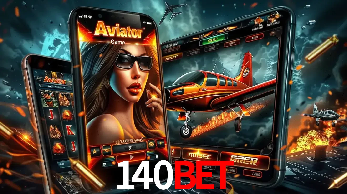 O popular jogo de apostas Aviator exibido em vários celulares e tablets, mostrando a interface emocionante e a ação de voo disponíveis para jogar agora no 140BET.