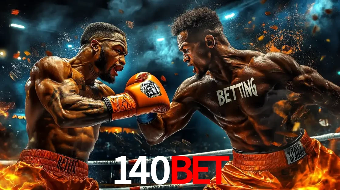 Dois boxeadores em uma luta intensa e explosiva, representando a adrenalina e as oportunidades de apostas em esportes de combate disponíveis na plataforma 140BET.