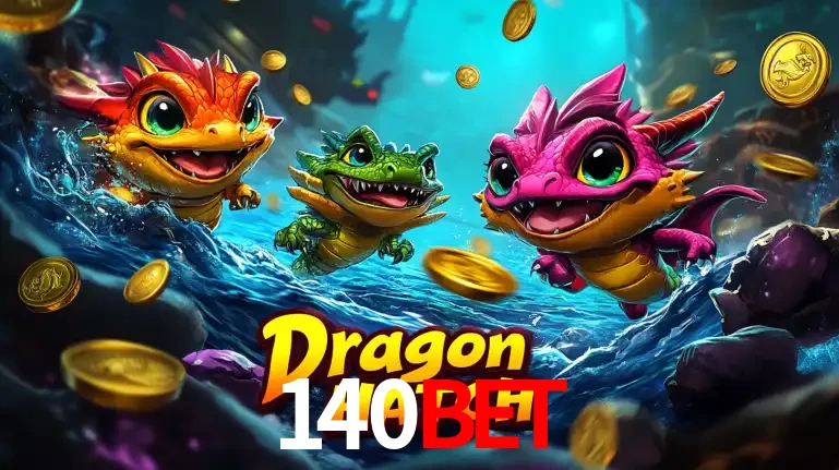 Arte promocional do jogo Dragon Hatch com três adoráveis dragões bebês nadando entre moedas de ouro, um dos slots mais divertidos para jogar no cassino 140BET.