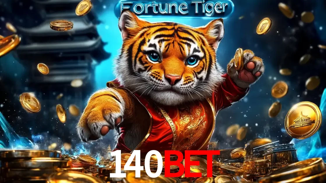 Imagem promocional do jogo de slot Fortune Tiger, com um tigre majestoso em traje tradicional cercado por uma fortuna em moedas de ouro, disponível agora no cassino 140BET.