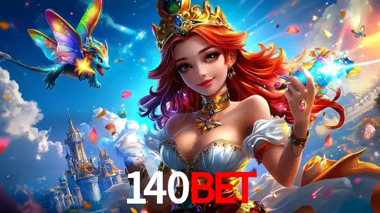 A princesa de um reino de fantasia mágico, com seu pequeno dragão, apresentando um mundo de prêmios encantados nos jogos de caça-níqueis do cassino 140BET.